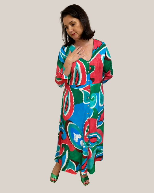 buntes Mantel/Kleid in einem Fantasie-Print  von Yoek - grosse Grössen - deboerplus 